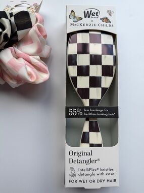 MacKenzie-Childs + Wet Brush Black & White Checkerboard Large Hair Brush